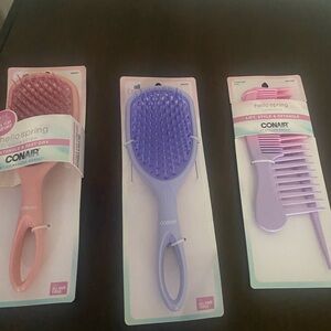 Trio of brushes and combs new with packaging